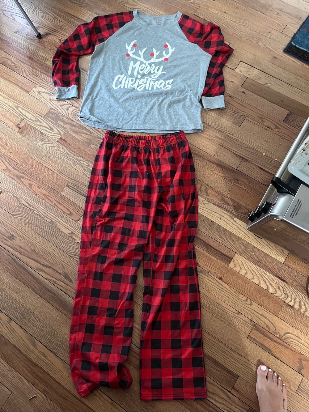 Adult Merry Comfy Christmas Plaid Pajama Set - Top & Bottom